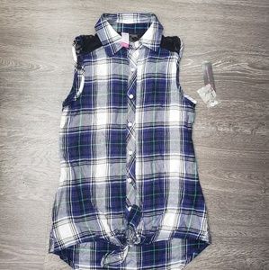 NB Plaid Button Down Tank